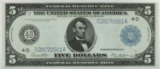 Fr.  859c 1914 $5 Frn Federal Reserve Note Cleveland.  Gem Unc Epq