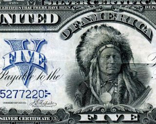 Hgr Sunday 1899 $5 Indian Chief ( (rarer Napier/mcclung))  Only Lightly Circulated