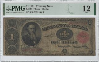 $1 1891 Treasury Note (stanton) Coin Notes,  Fr 351,  Pmg 12