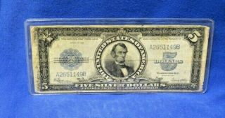 1923 $5 Silver Certificate Lincoln " Porthole " Federal Reserve Large Size Note
