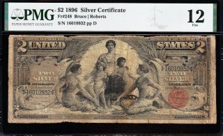 Fine graded 1896 $2 EDUCATIONAL Silver Certificate PMG 12 10932 2