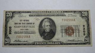 $20 1929 Gloversville York Ny National Currency Bank Note Bill Ch.  9305 Vf