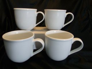 Set Of 3 - Crate & Barrel Culinary Arts White Cafeware Ii Cups Mugs - 12 Oz.