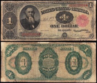 Circulated 1891 $1 " Stanton " Treasury Note B19630664