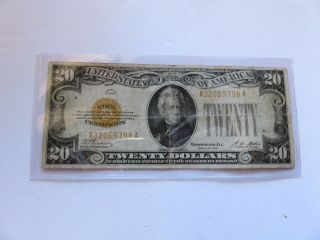 1928 Twenty Dollar " Gold " Certificate.  - 204