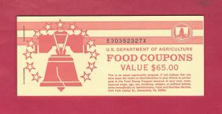 1997b $65.  00 Food Stamp Coupon Full Book,  E30352327x,  Month Code E,  Uncirculated