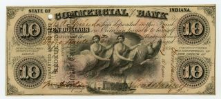 1858 $10 Commercial Exchange Bank - Terre Haute,  Indiana Note (ormsby Printed)