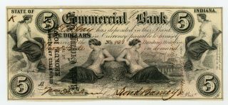 1858 $5 Commercial Exchange Bank - Terre Haute,  Indiana Note (ormsby Printed)