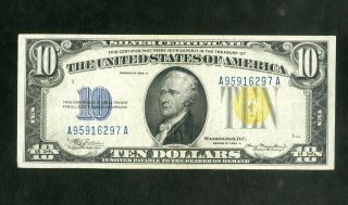Us Paper Money 1934 A $10 Ww2 North Africa Silver Certificate