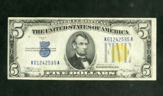 Us Paper Money 1934 A $5 Ww2 North Africa Silver Certificate