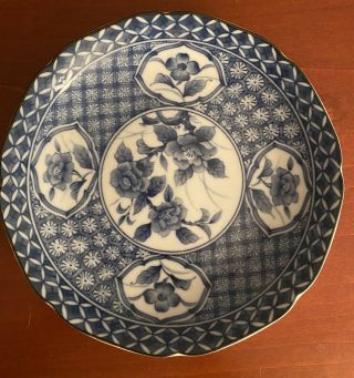 Vintage Takahashi Porcelain Blue And White Plate Made In Japan,  6.  5 "