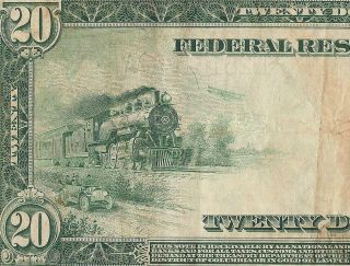 Large 1914 $20 Dollar Federal Reserve Note Currency Paper Money Fr 979a Pmg 25