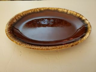 Vintage Hull Brown Drip 12 " Oval Serving Platter.  (oven Proof)