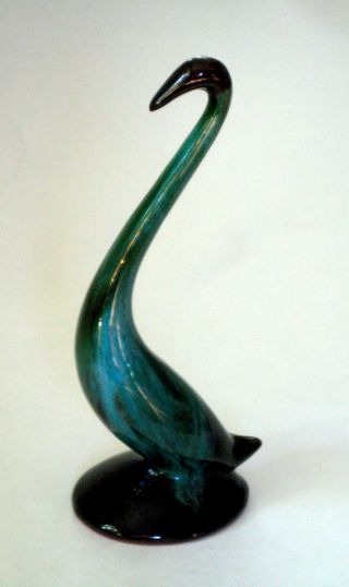 Blue Mountain Pottery Drip Glazed Green Egret Crane Heron Long Neck Canada