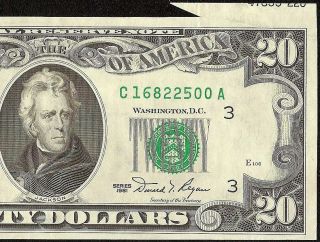 1981 $20 Dollar Bill Foldover Cutting Error Note Currency Paper Money