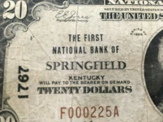 Usa 20 Dollars National 1929 - - Springfield,  Ky - - Charter 1767