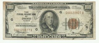 1929 $100 Dollar National Currency Chicago Fr - 1890g