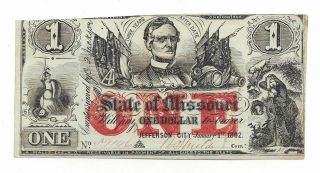 1862 State Of Missouri,  Jefferson City - $1 Note No.  59146 - Recycled Paper 05069