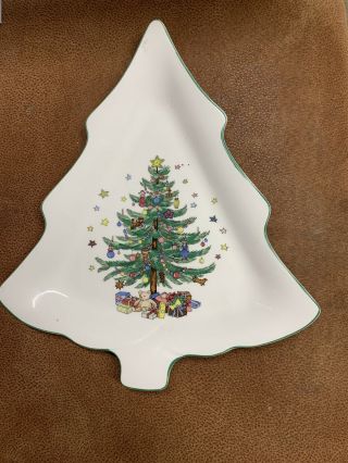 Nikko Christmastime Holidays Christmas Tree Shaped Cookie Plate Japan 11.  5 "