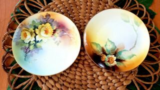 Vintage Nippon Handpainted Made In Japan 2 Small Plates,  One Signed.