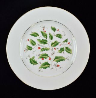 Royal Limited Holly Holiday Christmas Salad Plate 7 1/2 " Red Green White Gold