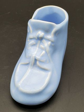 Vintage Old Nelson Mccoy Pottery Blue Baby Shoe Planter Marked