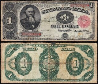 Circulated 1891 $1 " Stanton " Treasury Note B57505608