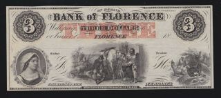 Us Nebraska $3 18xx Bank Of Florence Nebraska Obsolete Bank Note Ch Cu (001)