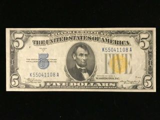 1934 A $5 Ww2 North Africa Yellow Seal Silver Certificate