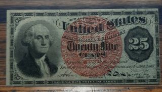 Fractional Currency Banknote 25 Cents Fr - 1307 1863 Pcgs 55 Ppq Choice About