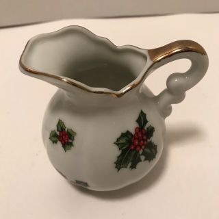 Vintage Lefton China Christmas Holly Creamer/pitcher 7940,  Japan