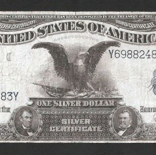 Solid Y Block Parker/burke Black Eagle $1 1899 Silver Cert.  No Tears