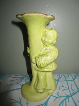 Vintage Red Wing Art Pottery Asian Figurine Vase 982 Drip Glaze