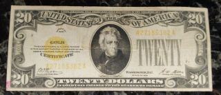 1928 Circulated Twenty Dollar $20 Gold Certificate