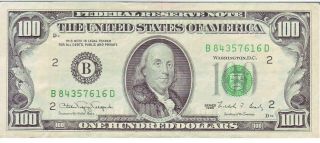 1990 $100 One Hundred Dollar Bill Federal Reserve Bank Note - Vintage Old Money