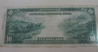 Series of 1914 $10.  00 BLUE SEAL Federal Reserve Note 6 - F Atlanta District 2
