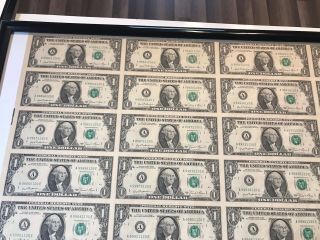 UNCUT SHEET OF 32 - $1 ONE DOLLAR BILLS - U.  S.  PAPER CURRENCY NOTES SERIES 1981 2