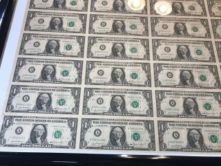 UNCUT SHEET OF 32 - $1 ONE DOLLAR BILLS - U.  S.  PAPER CURRENCY NOTES SERIES 1981 3
