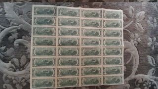1995 Uncut Sheet $2 X 32 USA 2 Dollars F.  B 2