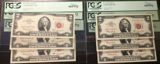 6 Consecutive Fr.  1513 1963 $2 Us Note - Pcgs Certified - Gem - 66ppq