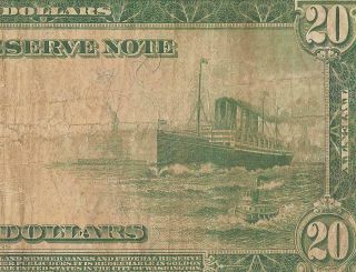 Large 1914 $20 Dollar Federal Reserve Note Big Currency Old Paper Money Pcgs 15