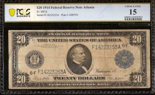 LARGE 1914 $20 DOLLAR FEDERAL RESERVE NOTE BIG CURRENCY OLD PAPER MONEY PCGS 15 2