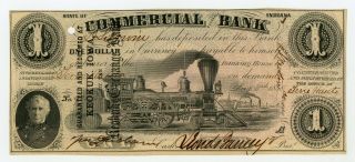 1858 $1 Commercial Exchange Bank - Terre Haute,  Indiana Note (ormsby Printed) Au