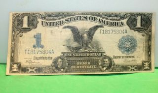 1899 Large Size Black Eagle One Dollar Us Silver Certificate Fine,