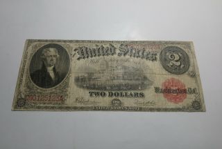 1917 Usa $2 Dollars Red Seal United States Circulated Large Bank Note