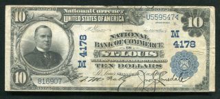 1902 $10 The Nb Of Commerce In St.  Louis,  Mo National Currency Ch.  4178