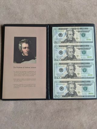 Us Currency Uncut Sheet Of Four $20 Bills