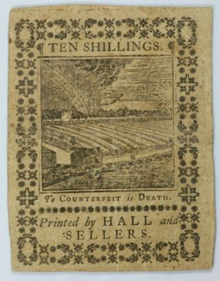 1773 Pennsylvania Ten Shillings Colonial Note 10s - PA - 167 2