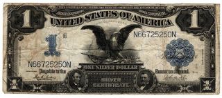 Large 1899 $1 Dollar Bill Black Eagle Note Big Silver Certificate Fr 232
