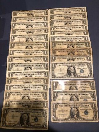 (37) Total (9) 1935 & (25) 1957 $1 Silver Certificate Blue Seals (3) Star Notes